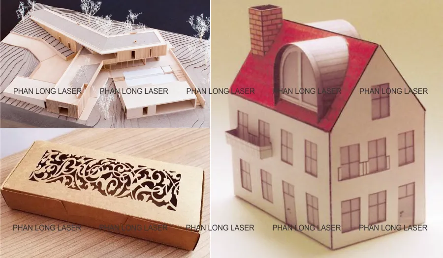 Cắt giấy laser làm mô hình kiến trúc, cắt giấy làm sa bàn, cắt giấy làm mô hình lắp ghép, cắt hoa văn trên giấy trang trí hộp giấy quà tặng