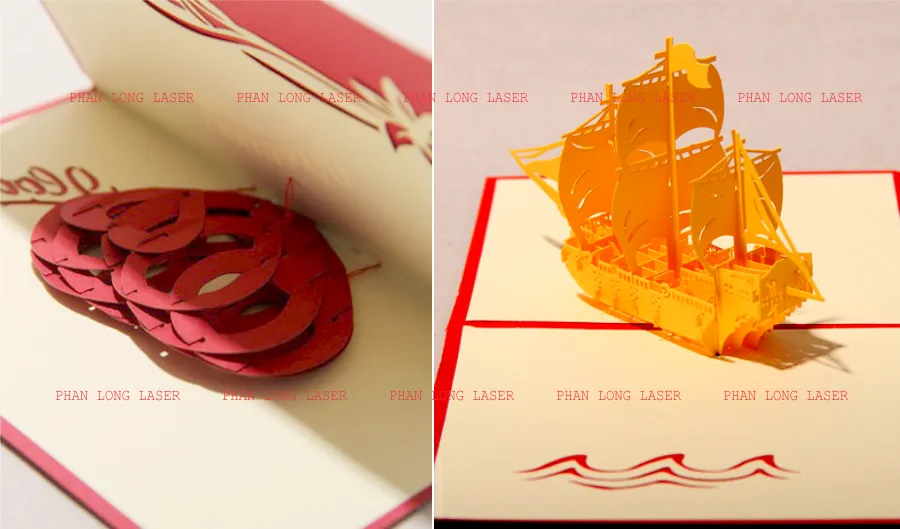 Cắt laser tạo hình trên giấy làm thiệp nổi 3D theo yêu cầu lấy ngay giá rẻ