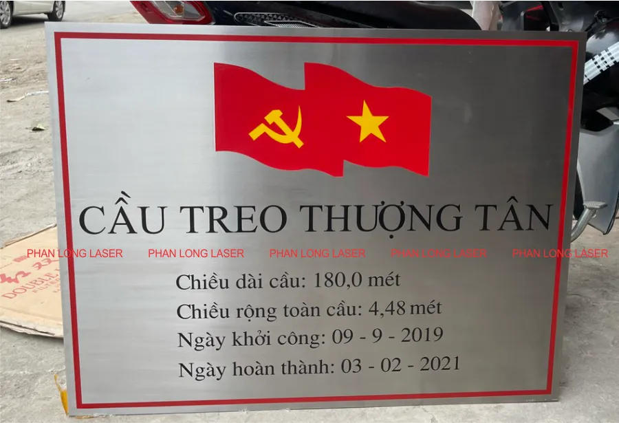 Khắc ăn mòn làm biển bảng thông tin chỉ dẫn cầu treo làm bằng inox 304 tại An Giang, Kiên Giang, Tiền Giang, Hậu Giang, Đồng Tháp, Sóc Trăng, Cà Mau, Tây Ninh, Bến Tre, Trà Vinh, Long An