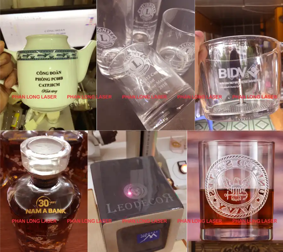 Khắc chữ, khắc tên, khắc laser logo lên ấm xuyến gốm sứ, khắc ly cốc thủy tinh pha lê, khắc chai rượu thủy tinh pha lê, khắc bình hoa gốm sứ tại Quận 8 và Quận Phú Nhuận Khắc laser logo, khắc chữ khắc tên, khắc hoa văn theo yêu cầu lên thủy tinh pha lê, gốm sứ tại Quận 8 và Phú Nhuận