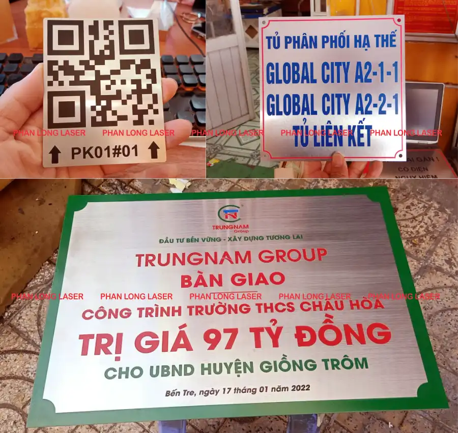 Khắc mã QR code, khắc thông tin, khắc logo lên tem nhãn mác và biển bảng văn phòng công ty bằng inox Khắc mã QR khắc logo lên sắt thép inox tại Đà Nẵng, Hải Châu, Sơn Trà, Hòa Vang, Thanh Khê, Liên Chiểu, Ngũ Hành Sơn, Cẩm Lệ