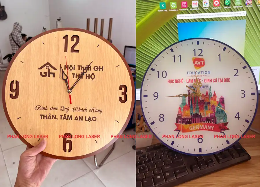 In uv và khắc laser lên đồng hồ nhựa và đồng hồ gỗ theo yêu cầu lấy liền trong 3-5 phút giá rẻ In uv và khắc laser lên đồng hồ gỗ và đồng hồ nhựa treo tường tại Hà Nội, Thanh Xuân, Cầu Giấy, Hoàng Mai, Thanh Trì, Long Biên, Gia Lâm, Từ Liêm, Hà Đông, Hai Bà Trưng, Đống Đa, Ba Đình