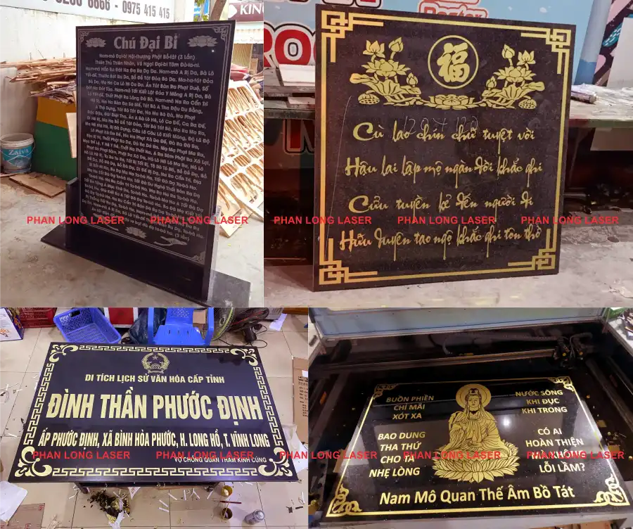 Khắc bảng hiệu đá, bia đá cho di tích lịch sử, đình, đền, chùa làm bằng đá hoa cương tại Quận 1, Quận 4 Khắc bia đá, biển bảng di tích lịch sử bằng đá hoa cương tại Quận 1, Quận 4, Sài Gòn