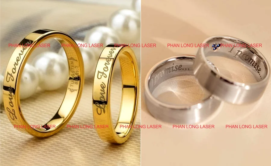 Khắc chữ khắc tên lên nhẫn cưới, nhẫn đính hôn, nhẫn kết hôn, nhẫn cặp, nhẫn vàng bạc