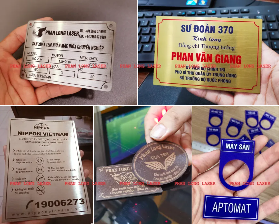 Sản xuất và làm theo yêu cầu các sản phẩm tem nhãn mác bằng chất liệu kim loại, nhãn mác da, nhãn mác nhựa tại Hà Nội Sản xuất làm tem nhãn mác kim loại, nhãn mác da, nhãn mác nhựa tại Hà Nội giá rẻ