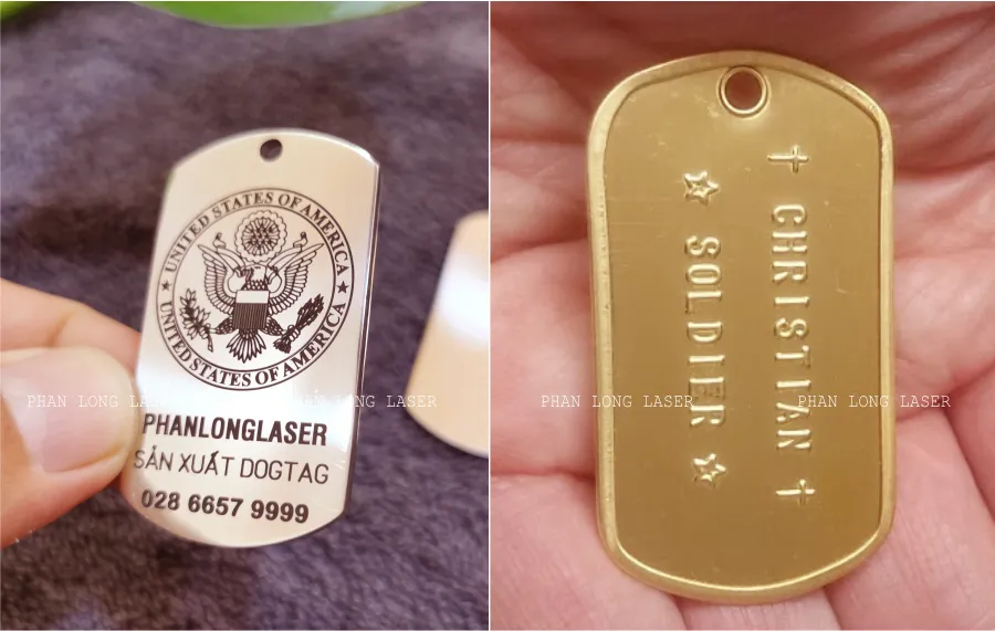 Thẻ bài thẻ tên mặt dây chuyền vòng đeo cổ dogtag name tag plate theo phong cách quân đội lính Mỹ