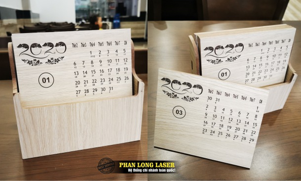 Công ty Phan Long Laser chuyên sẩn xuất và thiết kế các mẫu lịch gỗ để bàn đẹp