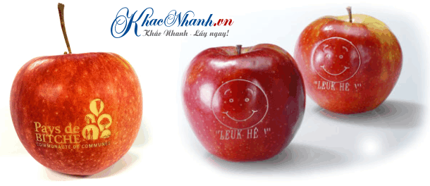 Khắc nghệ thuật trên quả táo bằng laser Long Biên Hà Nội